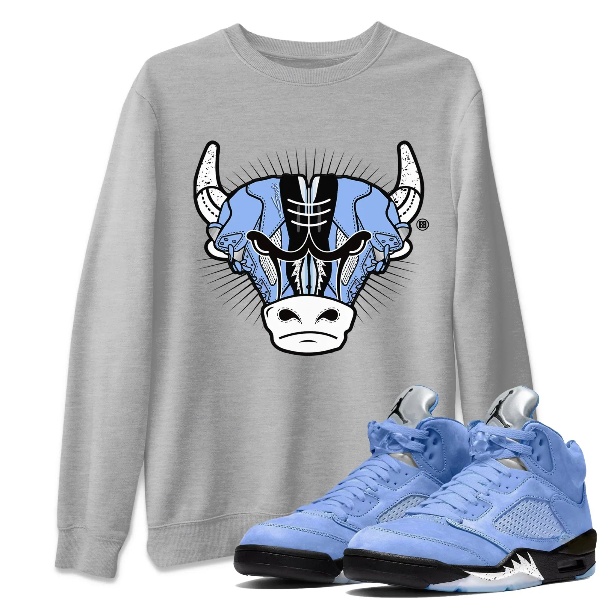 snkmatch Bull Head Unisex Tops - Air Jordan 5 UNC