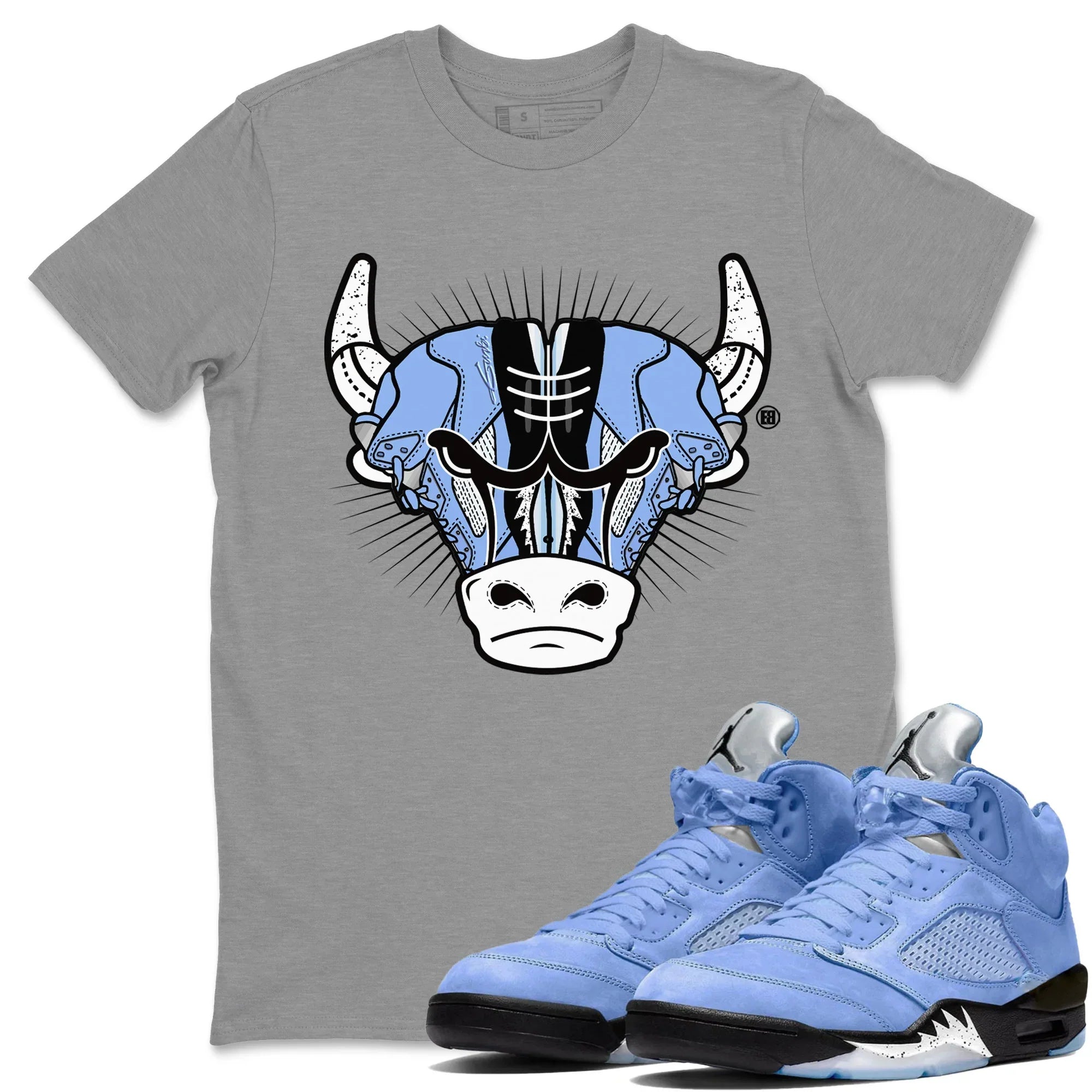 snkmatch Bull Head Unisex Tops - Air Jordan 5 UNC