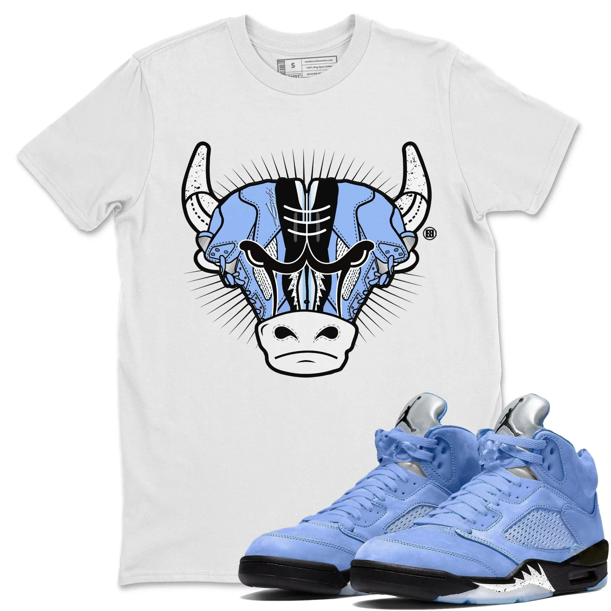 snkmatch Bull Head Unisex Tops - Air Jordan 5 UNC
