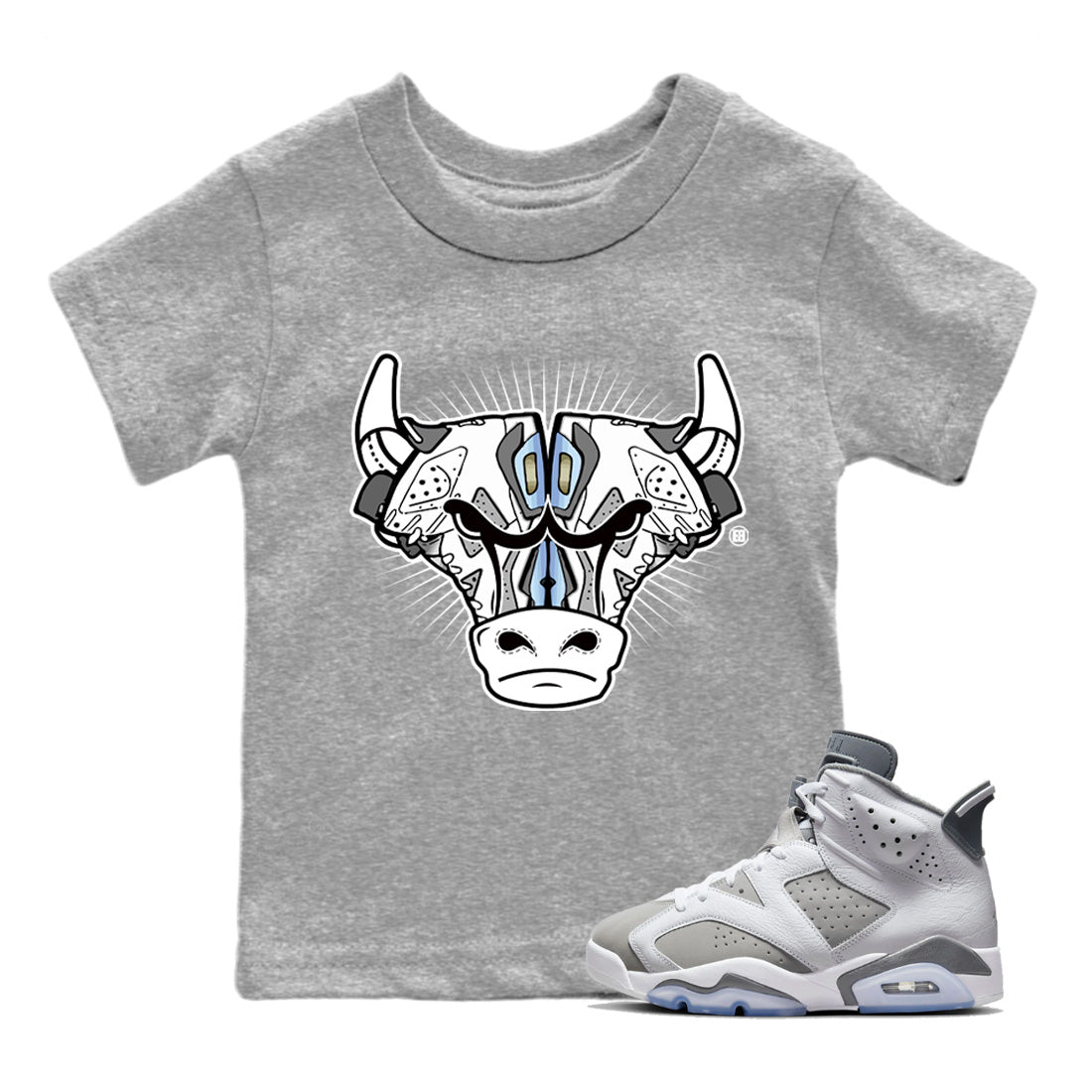 snkmatch Bull Head Kids Tops - Air Jordan 6 Cool Grey