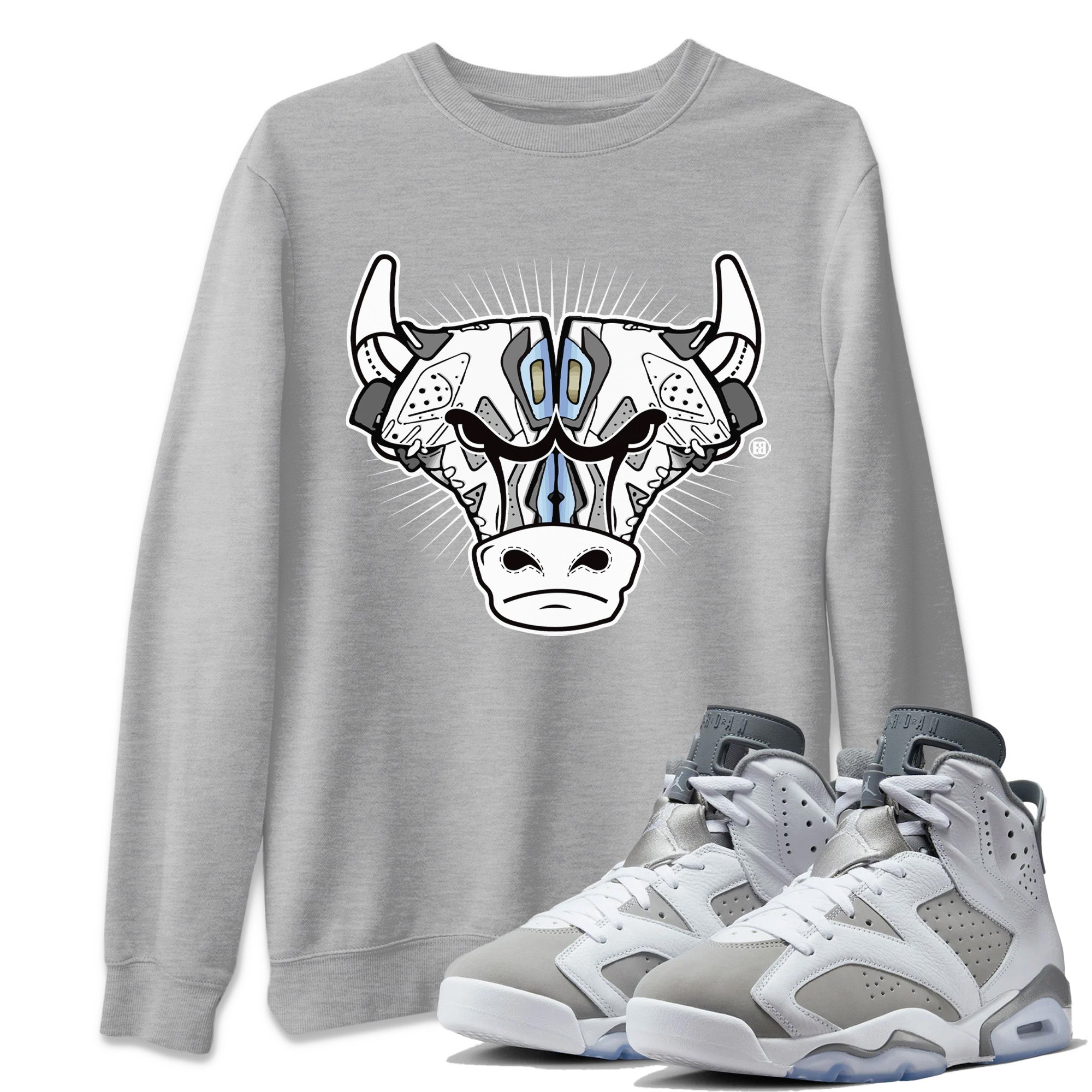snkmatch Bull Head Unisex Tops - Air Jordan 6 Cool Grey