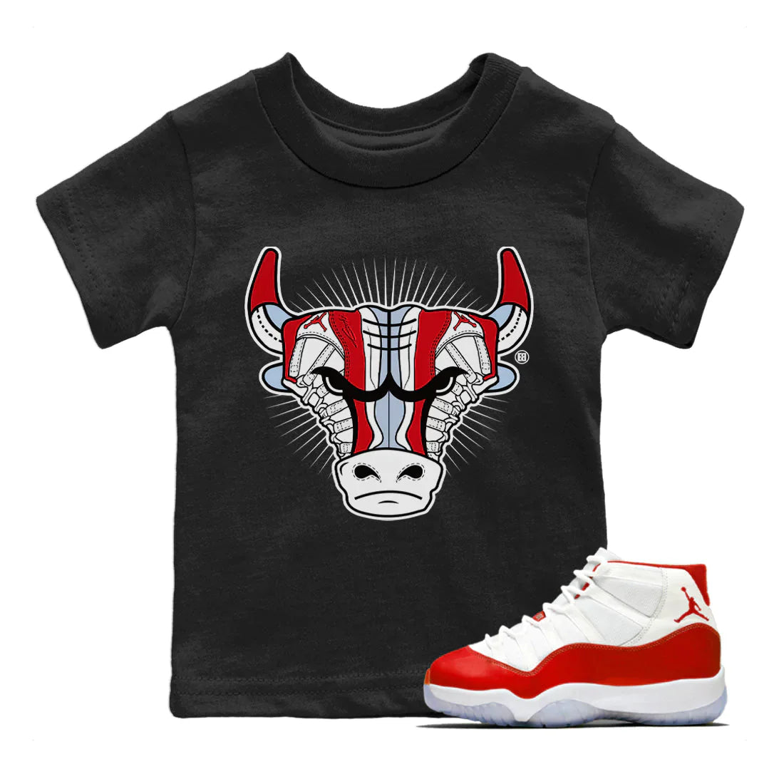snkmatch Bull Head Kids Tops - Air Jordan 11 Cherry