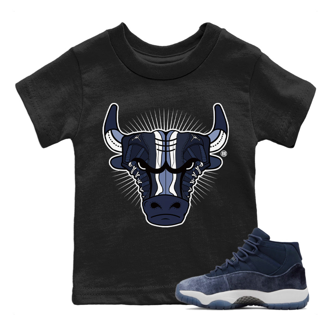 snkmatch Bull Head Kids Tops - Air Jordan 11 Midnight Navy