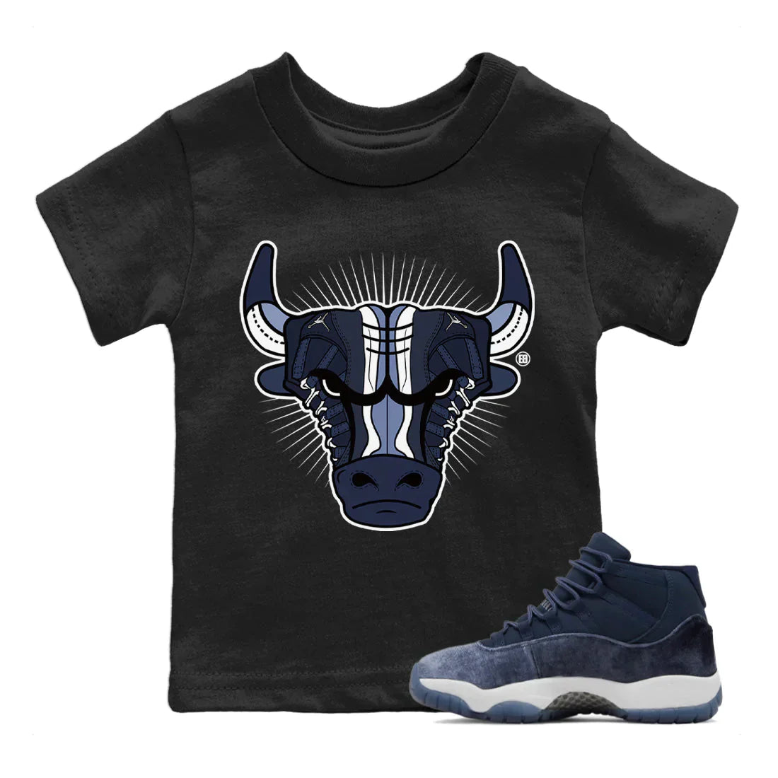 snkmatch Bull Head Kids Tops - Air Jordan 11 Midnight Navy