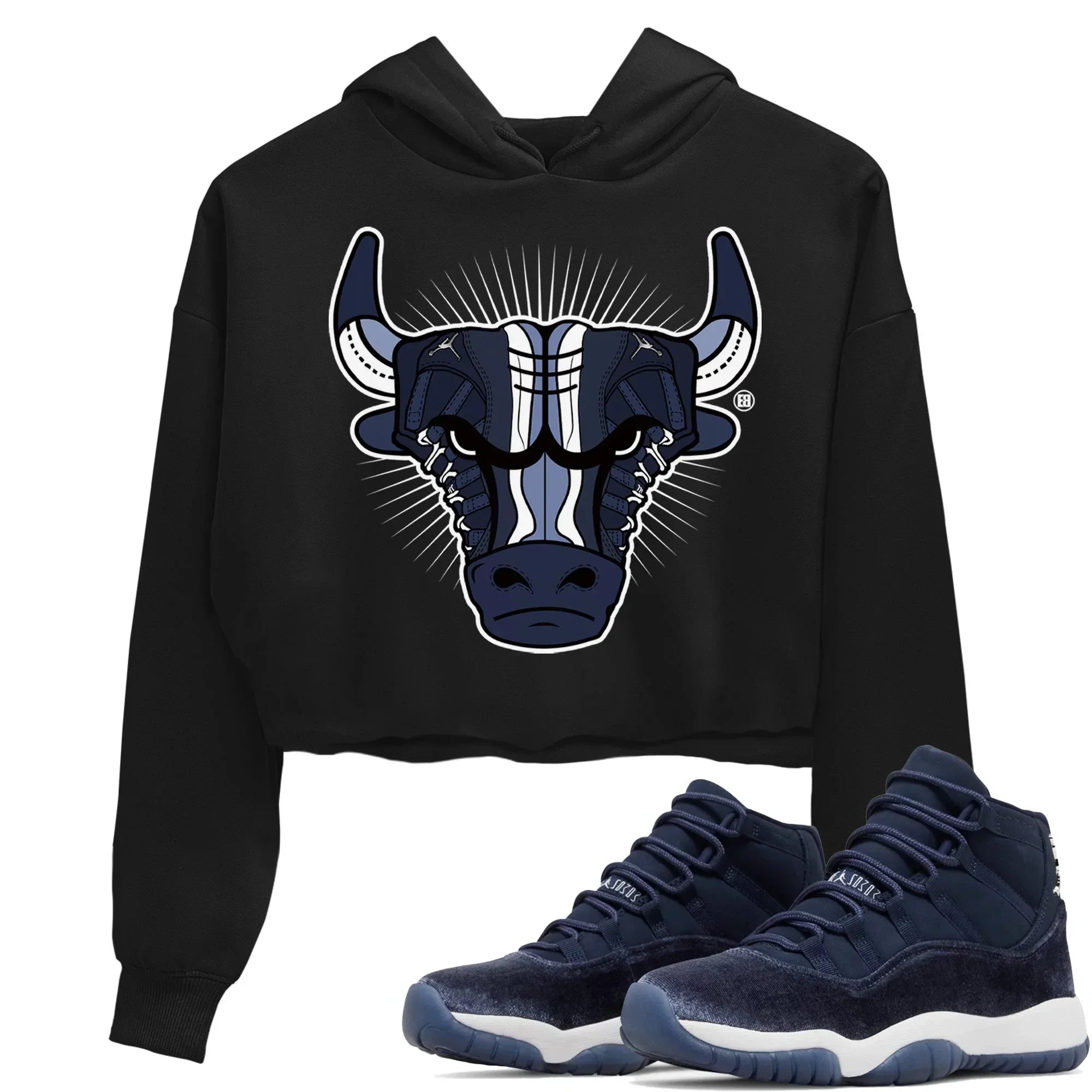 snkmatch Bull Head Women's Tops - Air Jordan 11 Midnight Navy