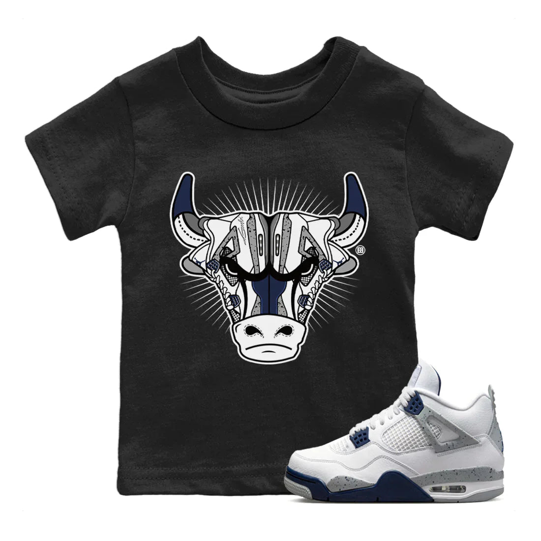 snkmatch Bull Head Kids Tops - Air Jordan 4 Midnight Navy