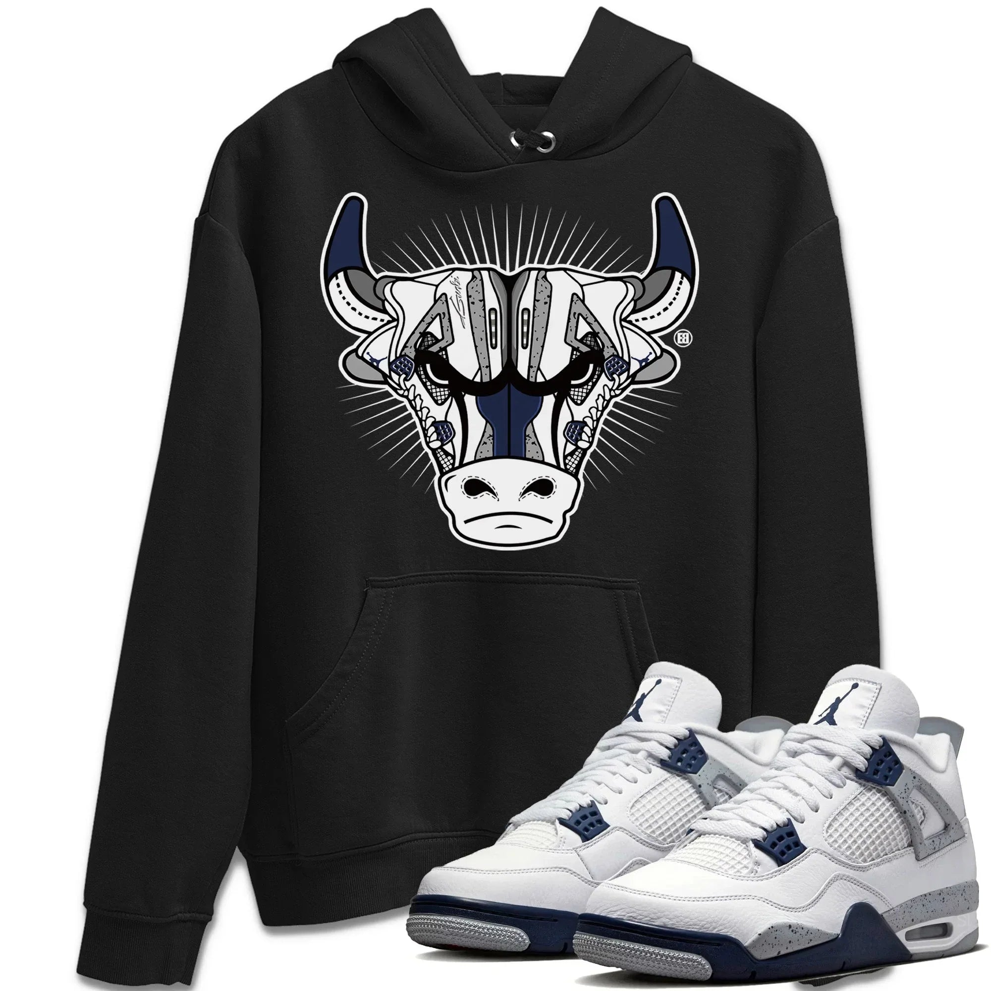 snkmatch Bull Head Unisex Tops - Air Jordan 4 Midnight Navy