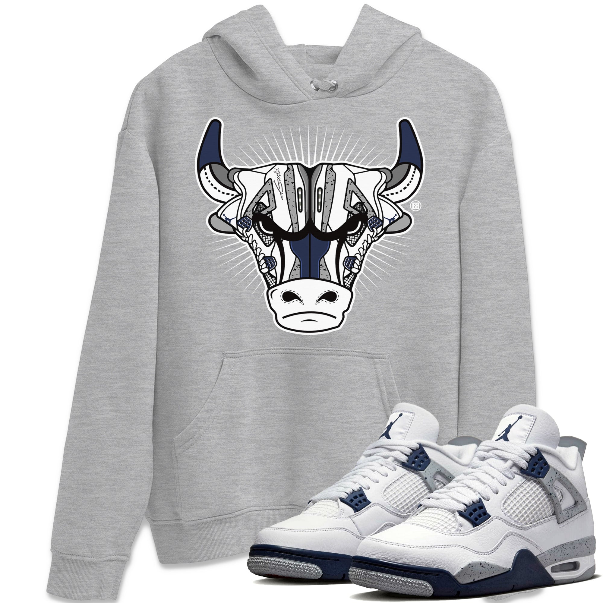 snkmatch Bull Head Unisex Tops - Air Jordan 4 Midnight Navy