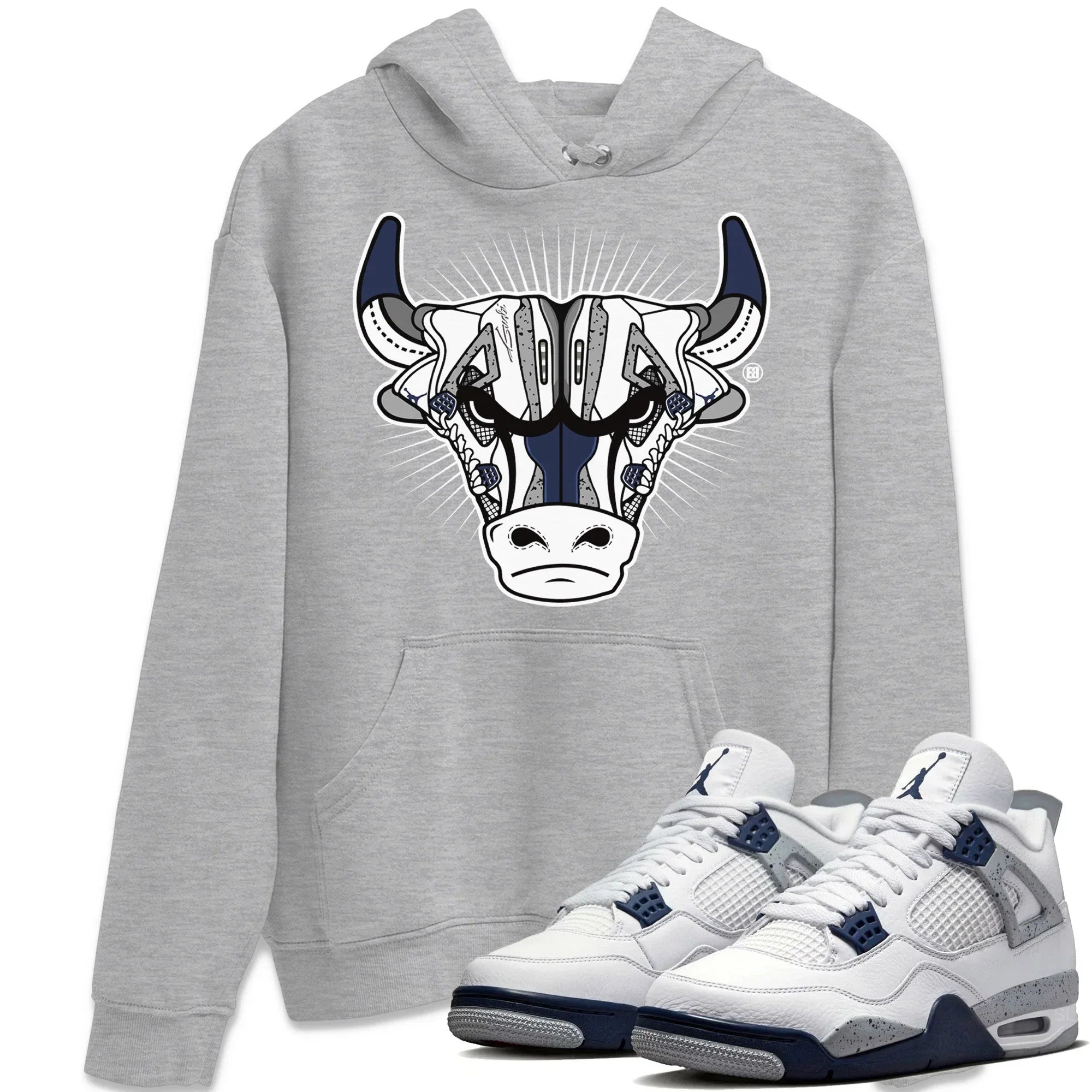 snkmatch Bull Head Unisex Tops - Air Jordan 4 Midnight Navy