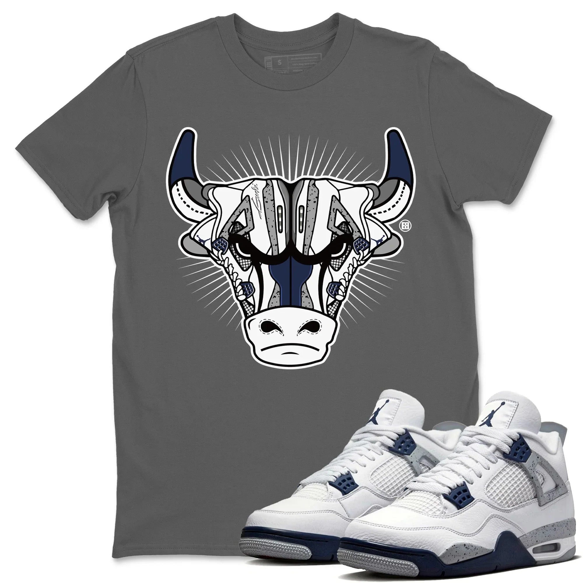 snkmatch Bull Head Unisex Tops - Air Jordan 4 Midnight Navy