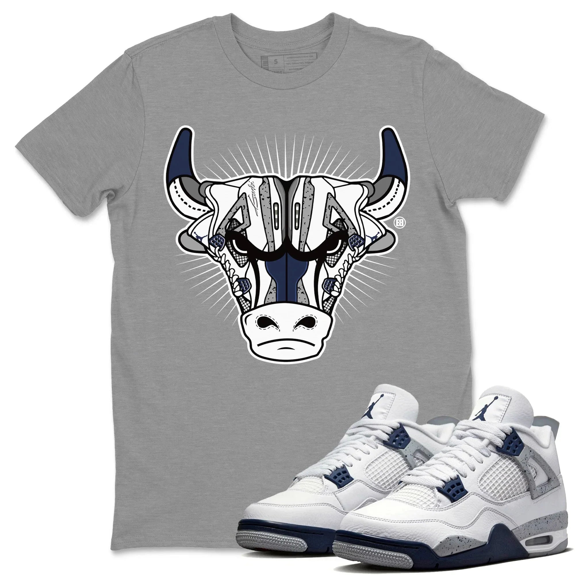 snkmatch Bull Head Unisex Tops - Air Jordan 4 Midnight Navy