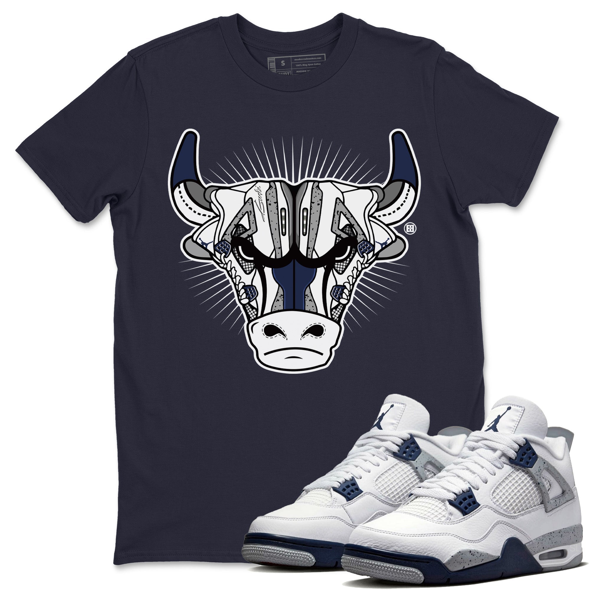 snkmatch Bull Head Unisex Tops - Air Jordan 4 Midnight Navy