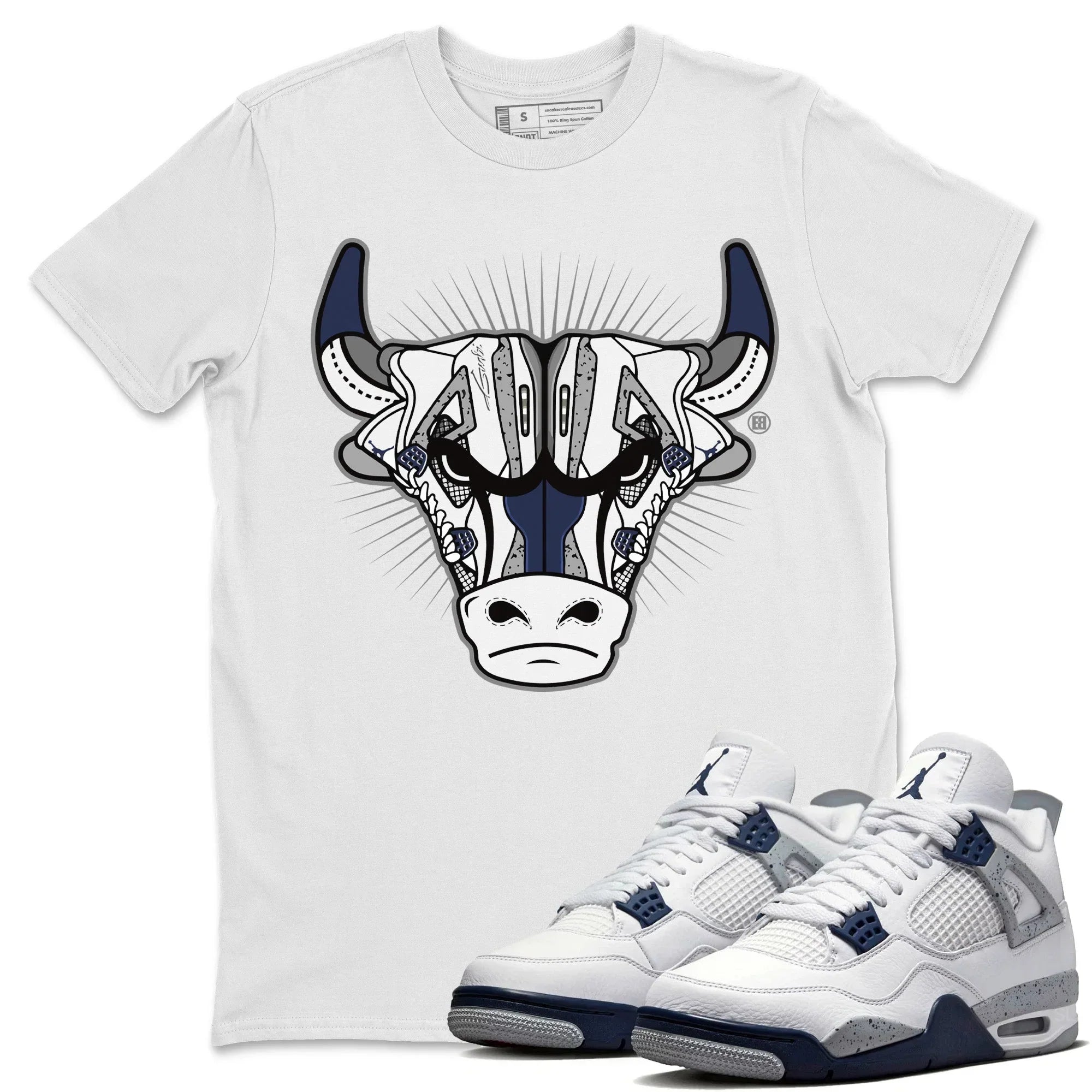 snkmatch Bull Head Unisex Tops - Air Jordan 4 Midnight Navy