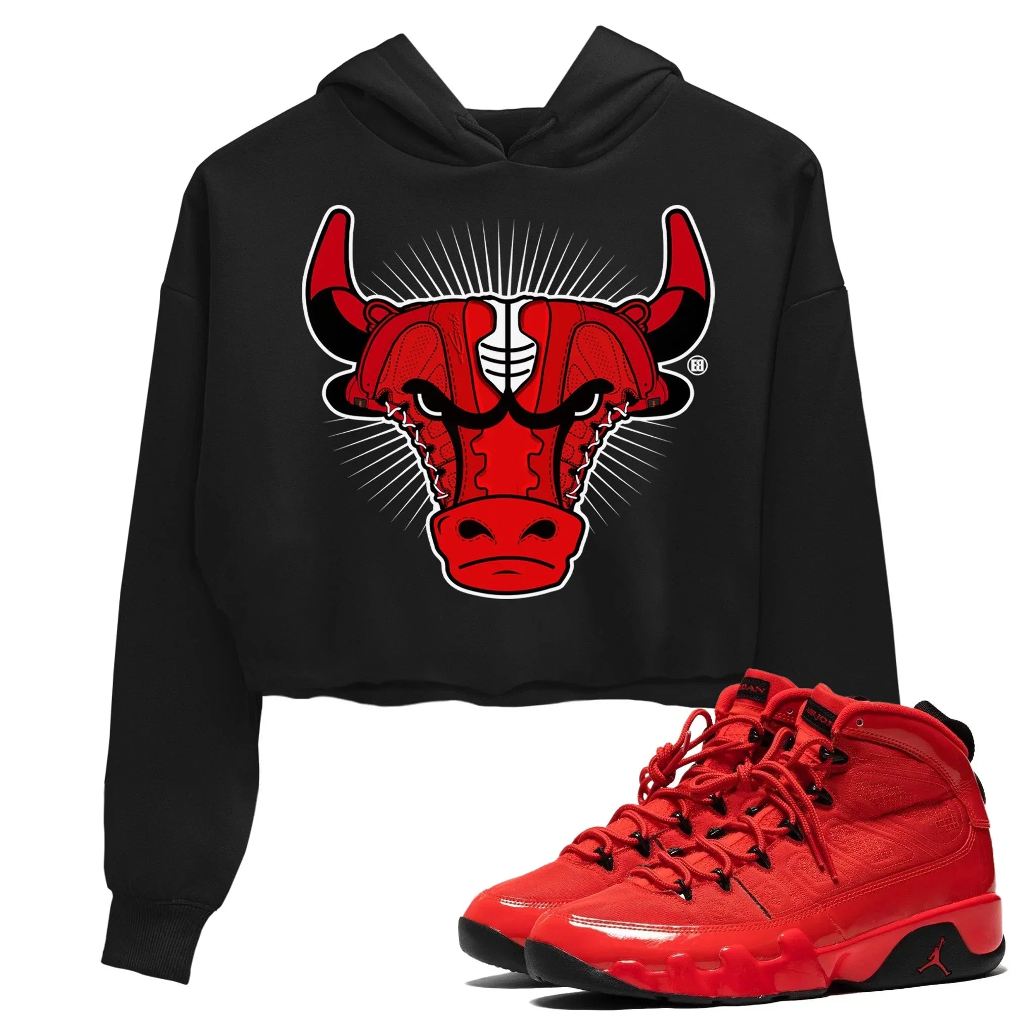 snkmatch Bull Head Women's Tops - Air Jordan 9 Chile Red