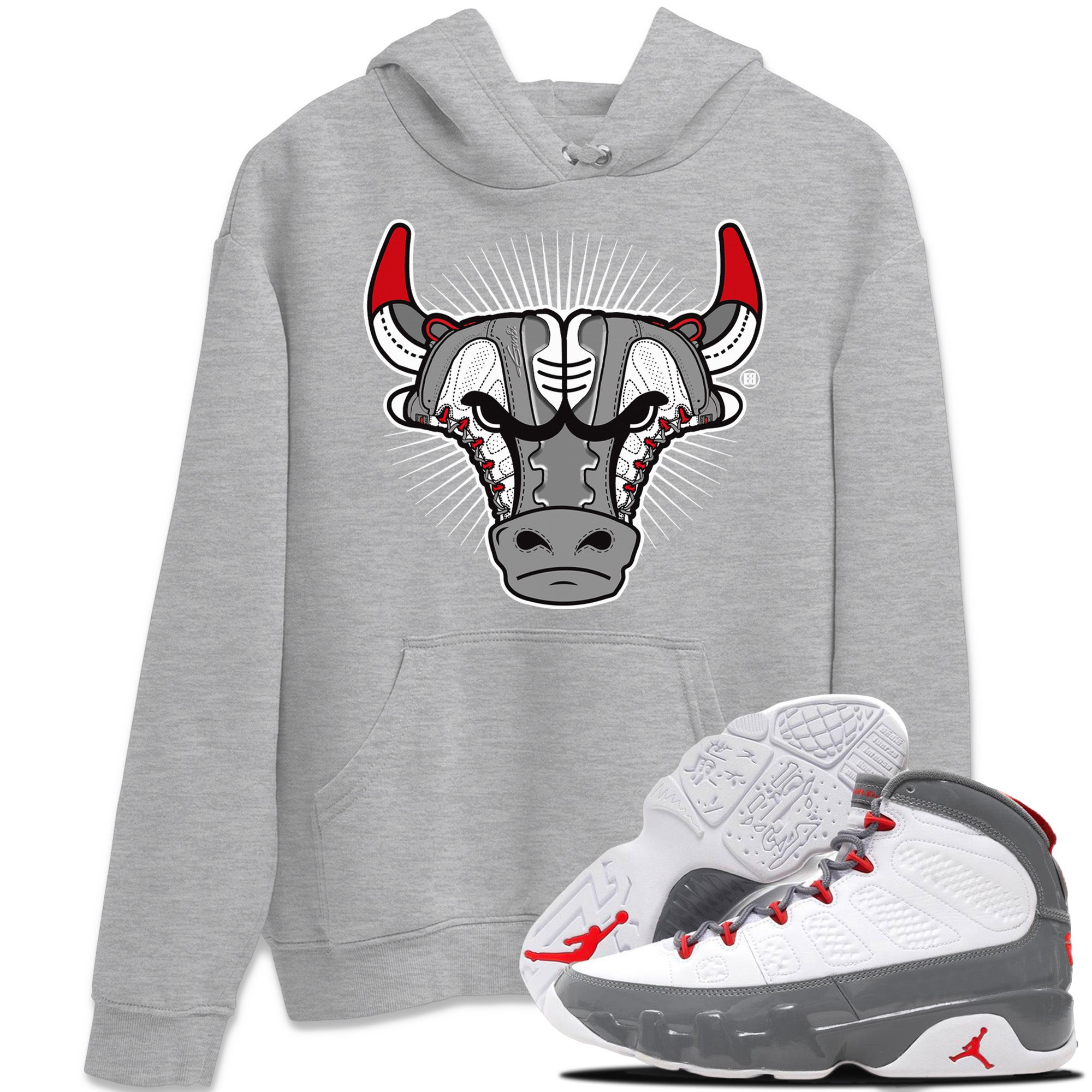 snkmatch Bull Head Unisex Tops - Air Jordan 9 Fire Red