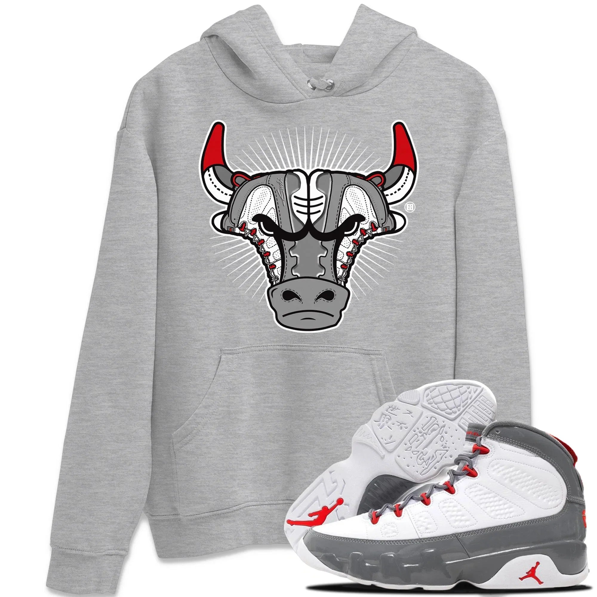 snkmatch Bull Head Unisex Tops - Air Jordan 9 Fire Red
