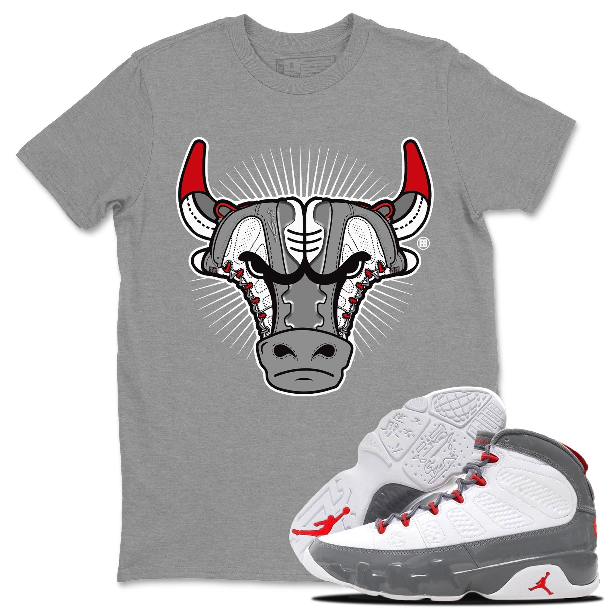 snkmatch Bull Head Unisex Tops - Air Jordan 9 Fire Red