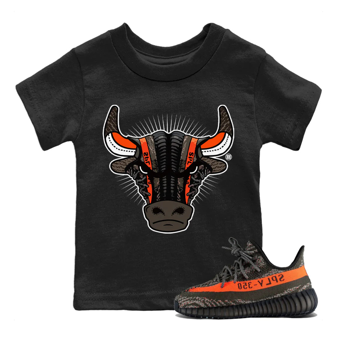 snkmatch Bull Head Kids Tops - Yeezy 350 Carbon Beluga