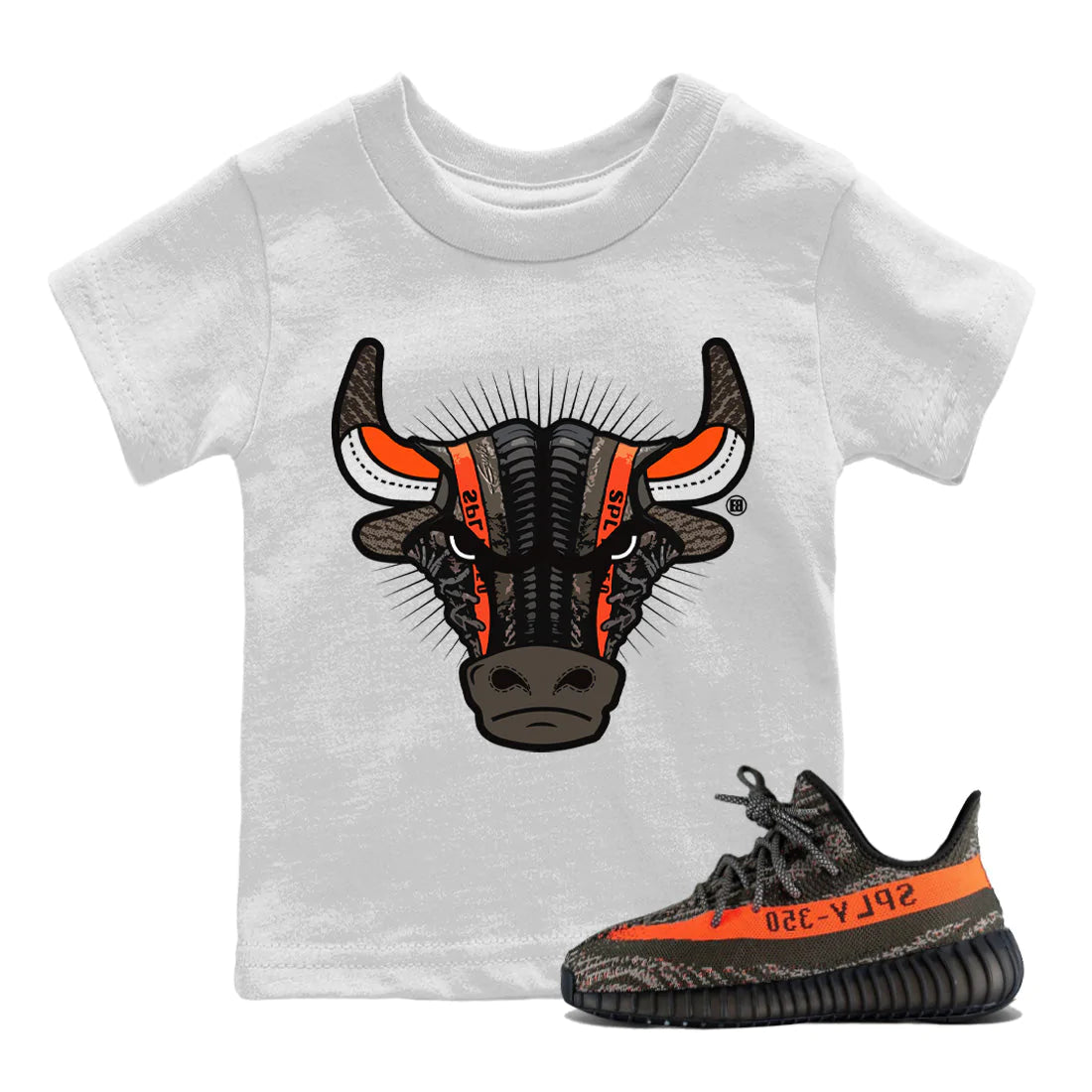 snkmatch Bull Head Kids Tops - Yeezy 350 Carbon Beluga