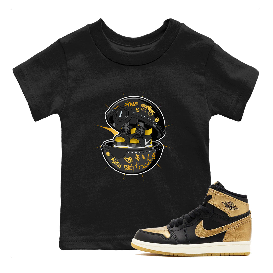 snkmatch Capsule snkmatch Tees Kids - Air Jordan 1 Black Metallic Gold