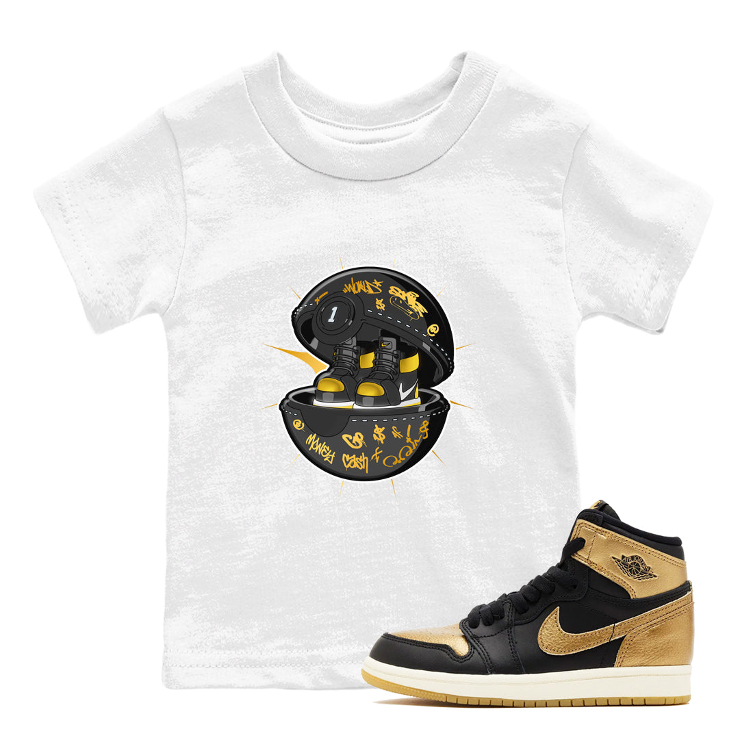 snkmatch Capsule snkmatch Tees Kids - Air Jordan 1 Black Metallic Gold