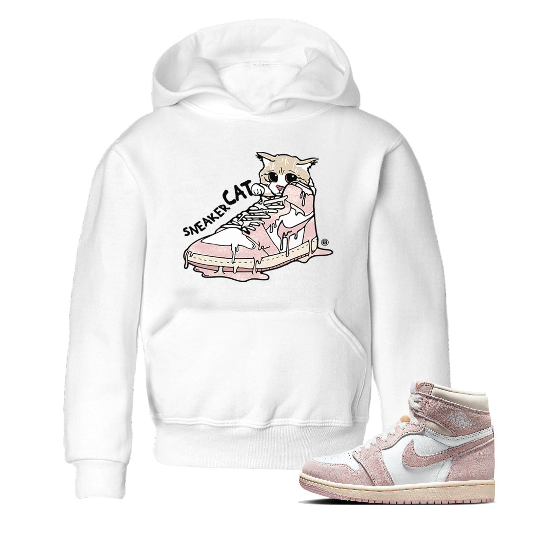 snkmatch Cat Kids Tops - Air Jordan 1 Washed Pink