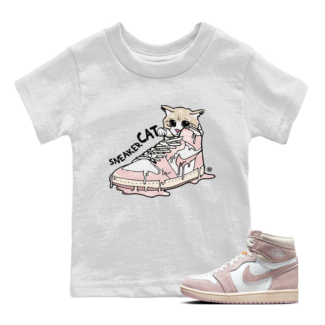 snkmatch Cat Kids Tops - Air Jordan 1 Washed Pink