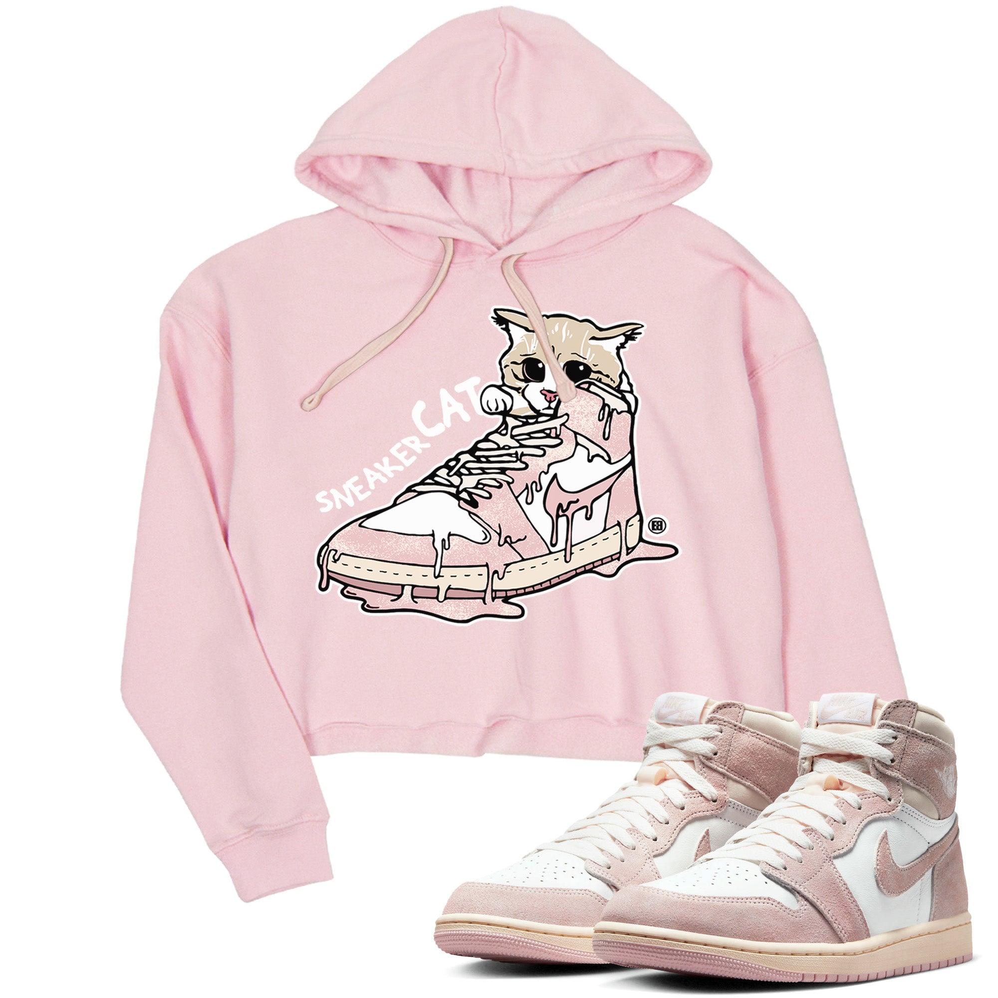 snkmatch Cat Women's Tops - Air Jordan 1 Washed Pink