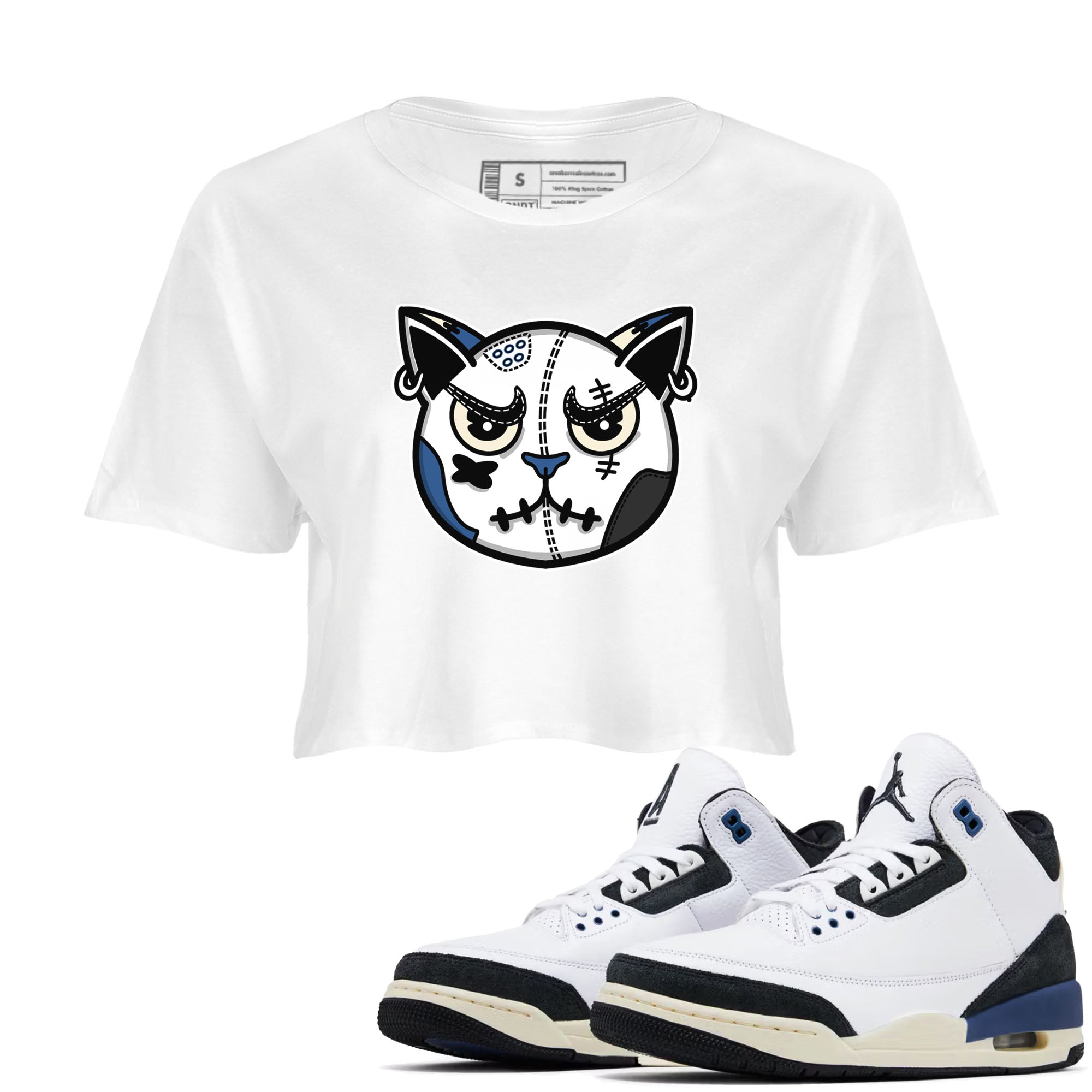 snkmatch Cat Face snkmatch Women's Top - Air Jordan 3 A Ma Maniere x Diffused Blue