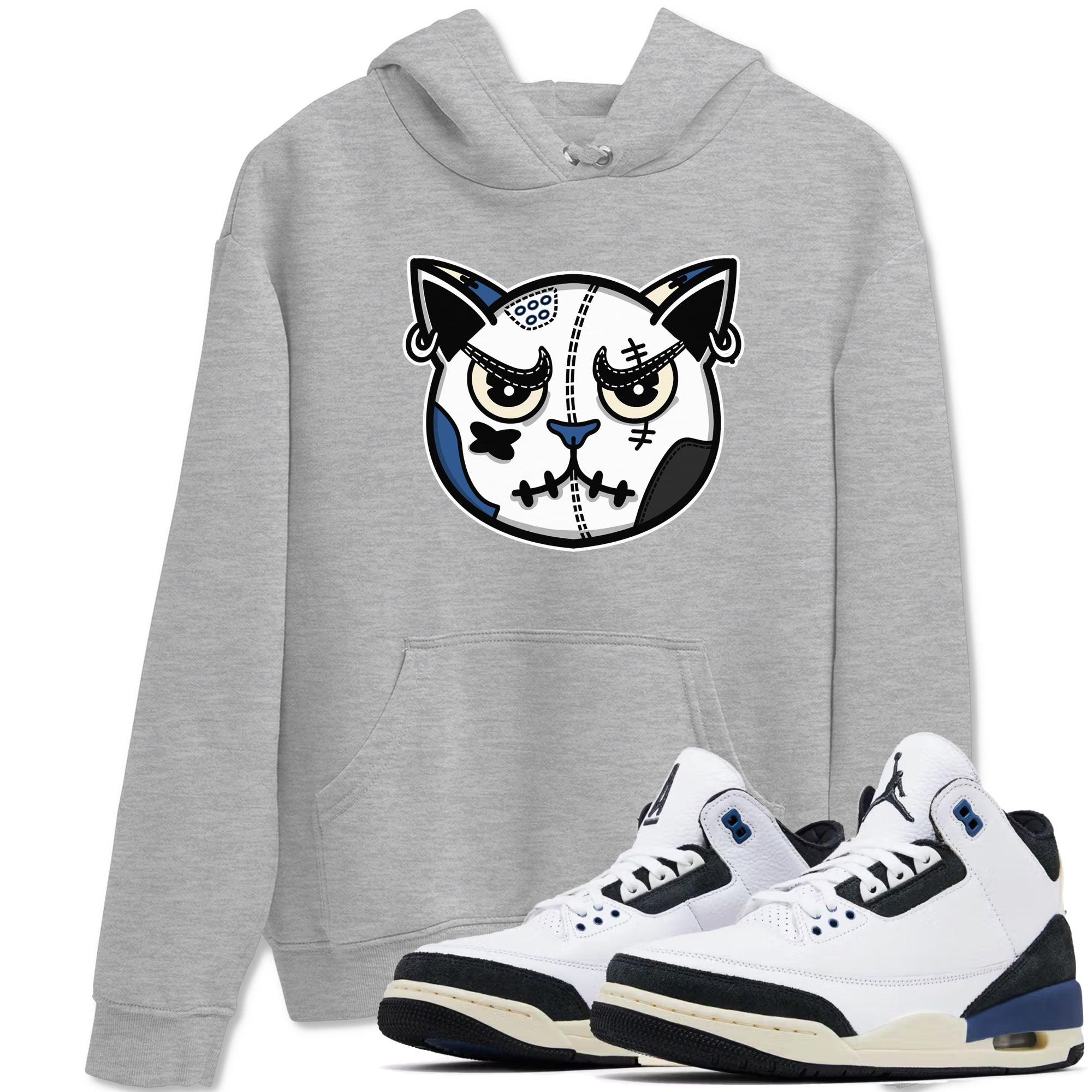 snkmatch Cat Face snkmatch Tees - Air Jordan 3 A Ma Maniere x Diffused Blue