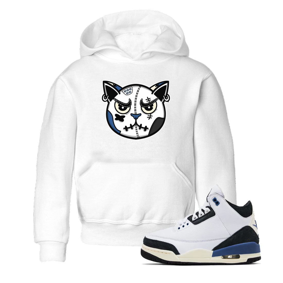 snkmatch Cat Face snkmatch Tees Kids - Air Jordan 3 A Ma Maniere x Diffused Blue