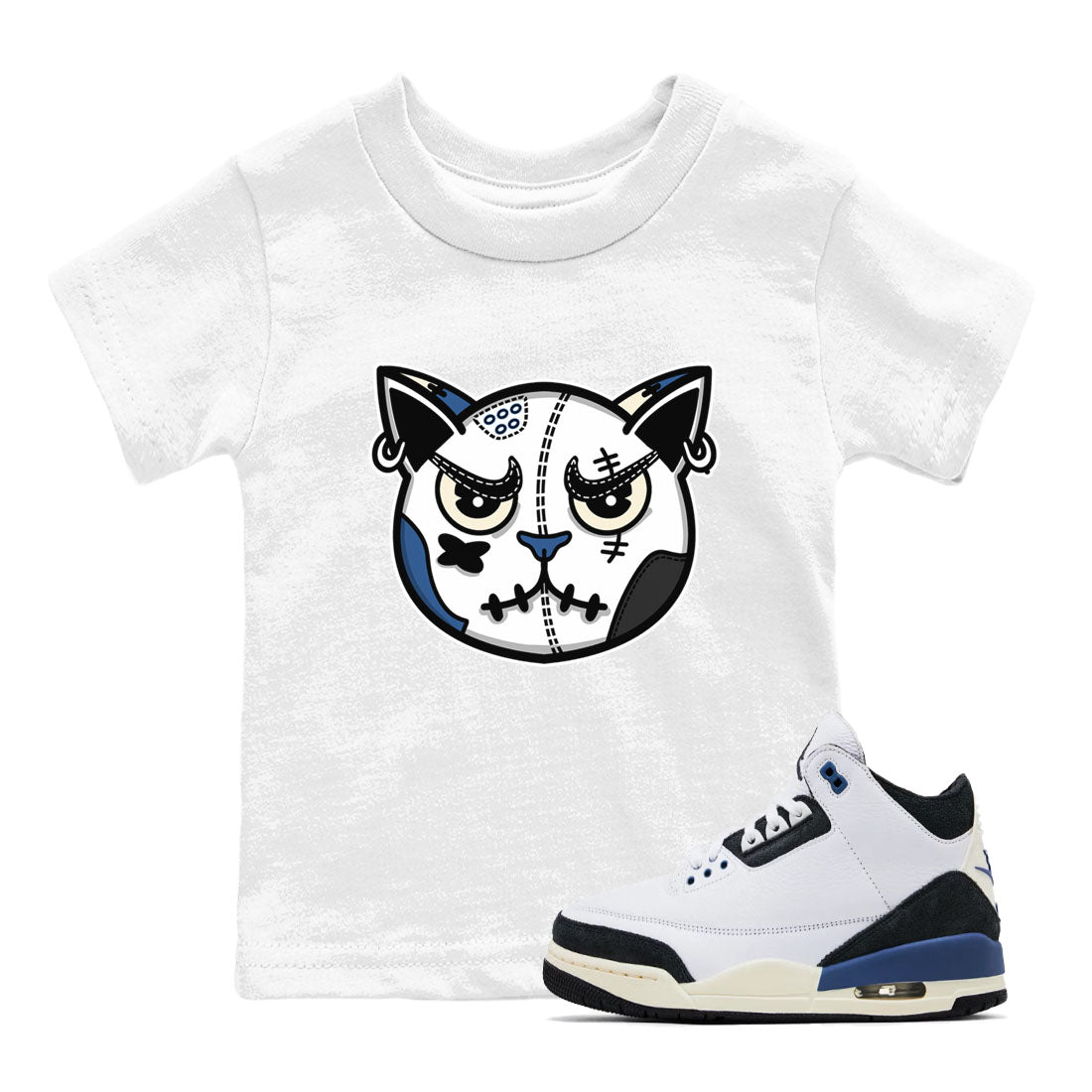 snkmatch Cat Face snkmatch Tees Kids - Air Jordan 3 A Ma Maniere x Diffused Blue