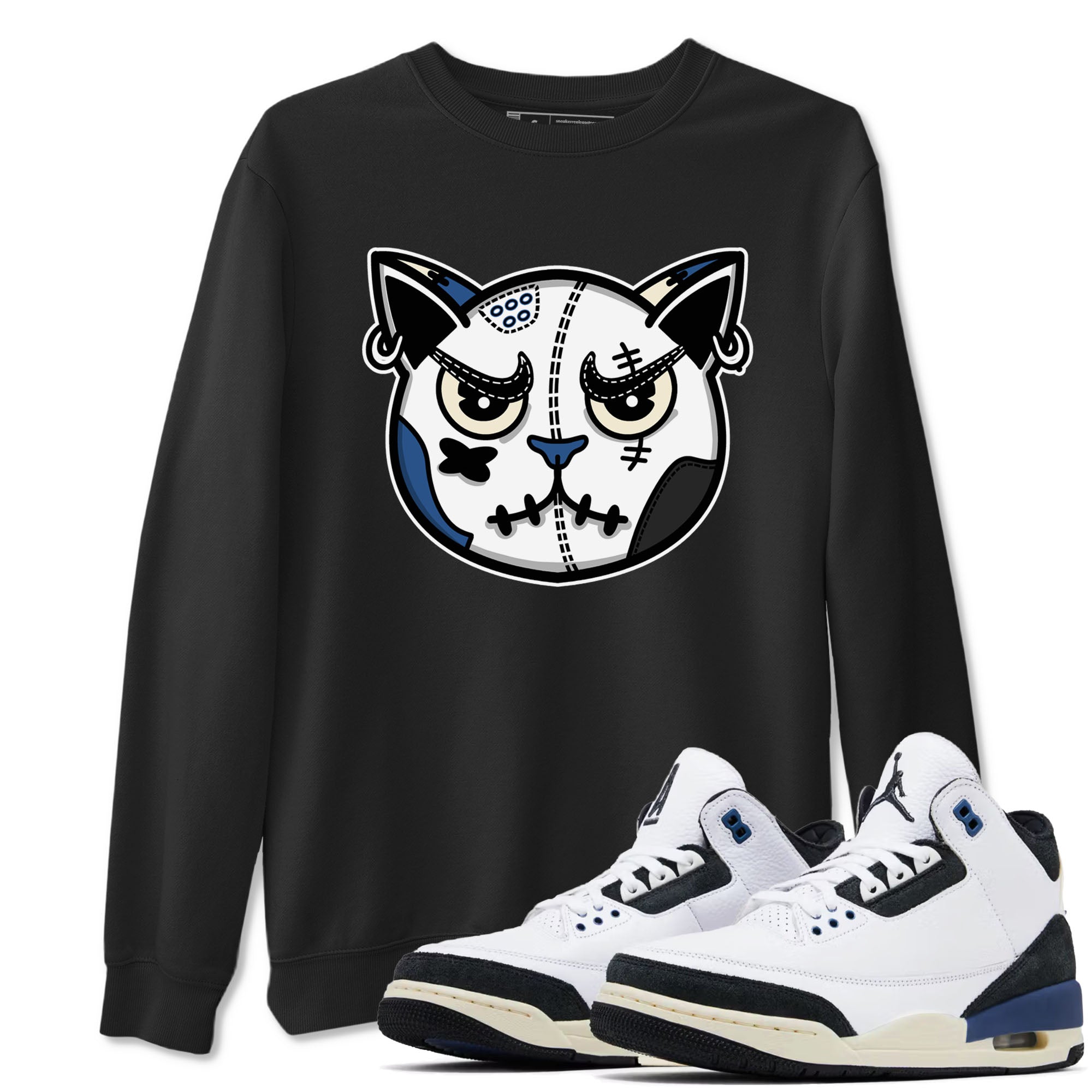 snkmatch Cat Face snkmatch Tees - Air Jordan 3 A Ma Maniere x Diffused Blue