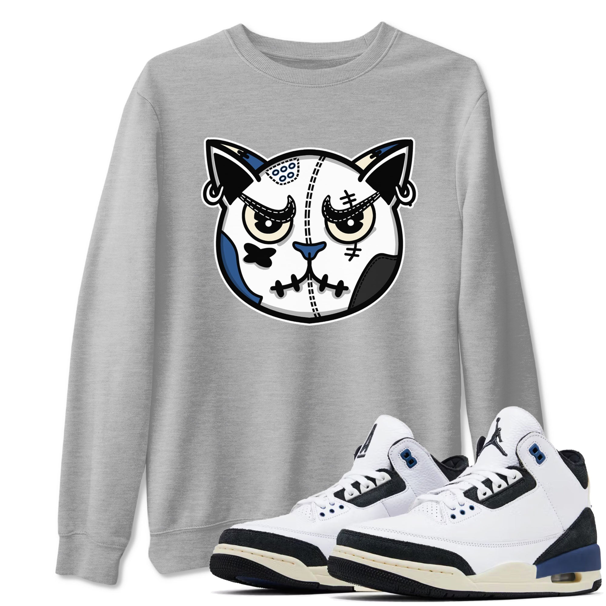 snkmatch Cat Face snkmatch Tees - Air Jordan 3 A Ma Maniere x Diffused Blue
