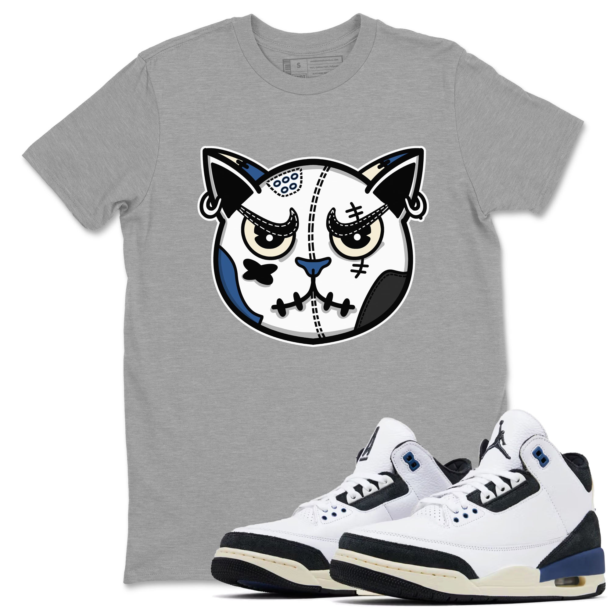 snkmatch Cat Face snkmatch Tees - Air Jordan 3 A Ma Maniere x Diffused Blue