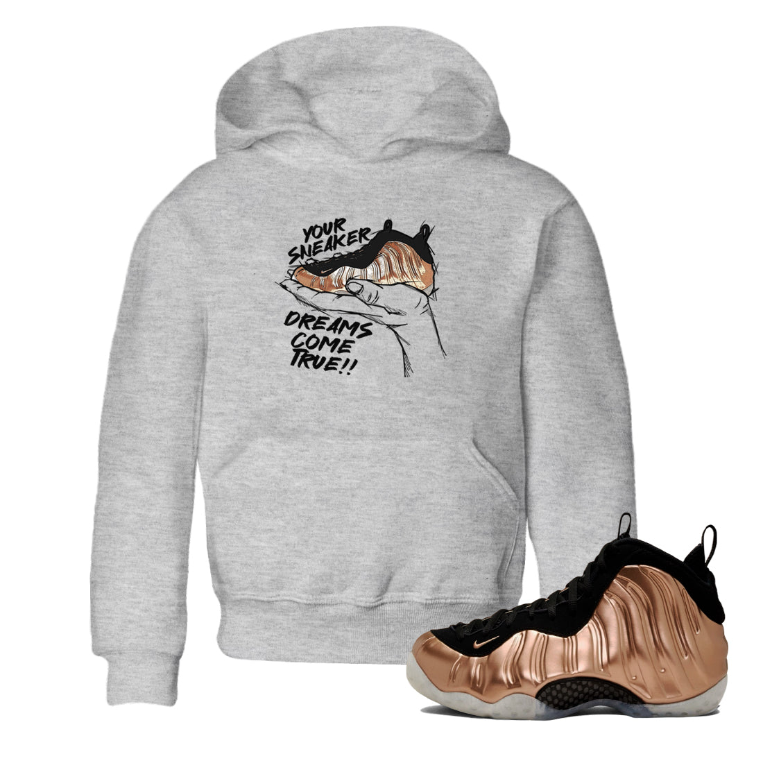snkmatch Dreams snkmatch Tees Kids - Air Foamposite One Metallic Copper