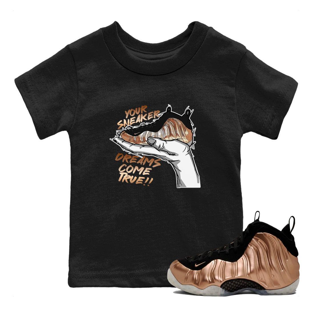 snkmatch Dreams snkmatch Tees Kids - Air Foamposite One Metallic Copper