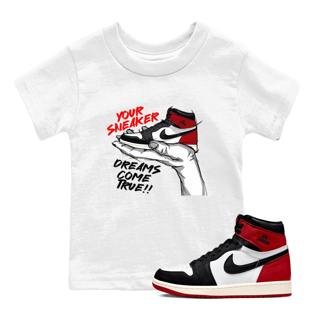 snkmatch Dreams snkmatch Tees Kids - Air Jordan 1 Black Toe Reimagined