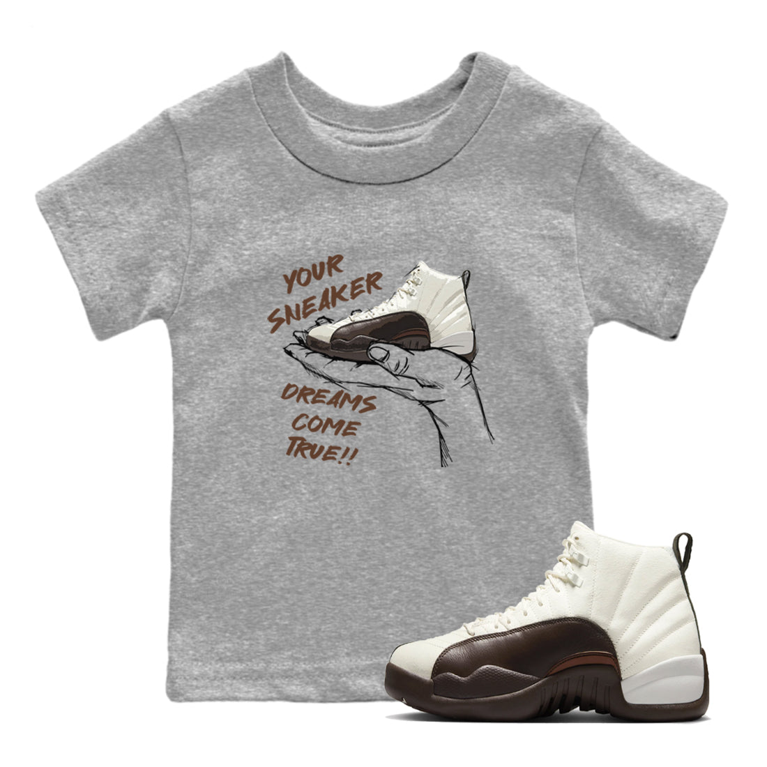 snkmatch Dreams snkmatch Tees Kids - Air Jordan 12 Baroque Brown