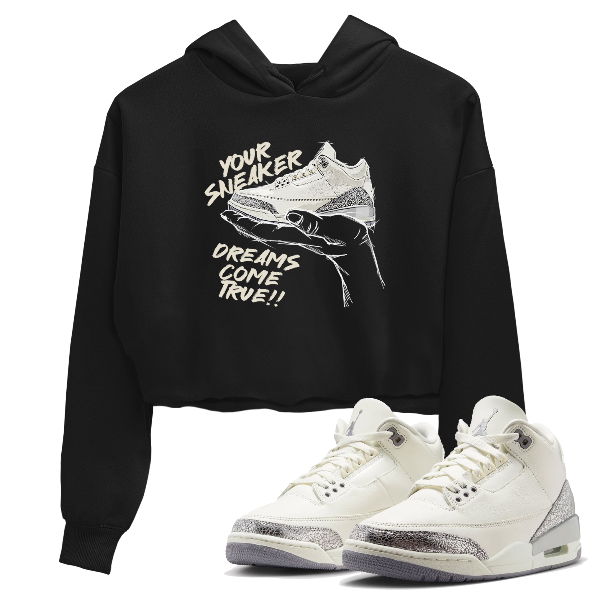 snkmatch Dreams snkmatch Women's Top - Air Jordan 3 Sail and Cement Grey