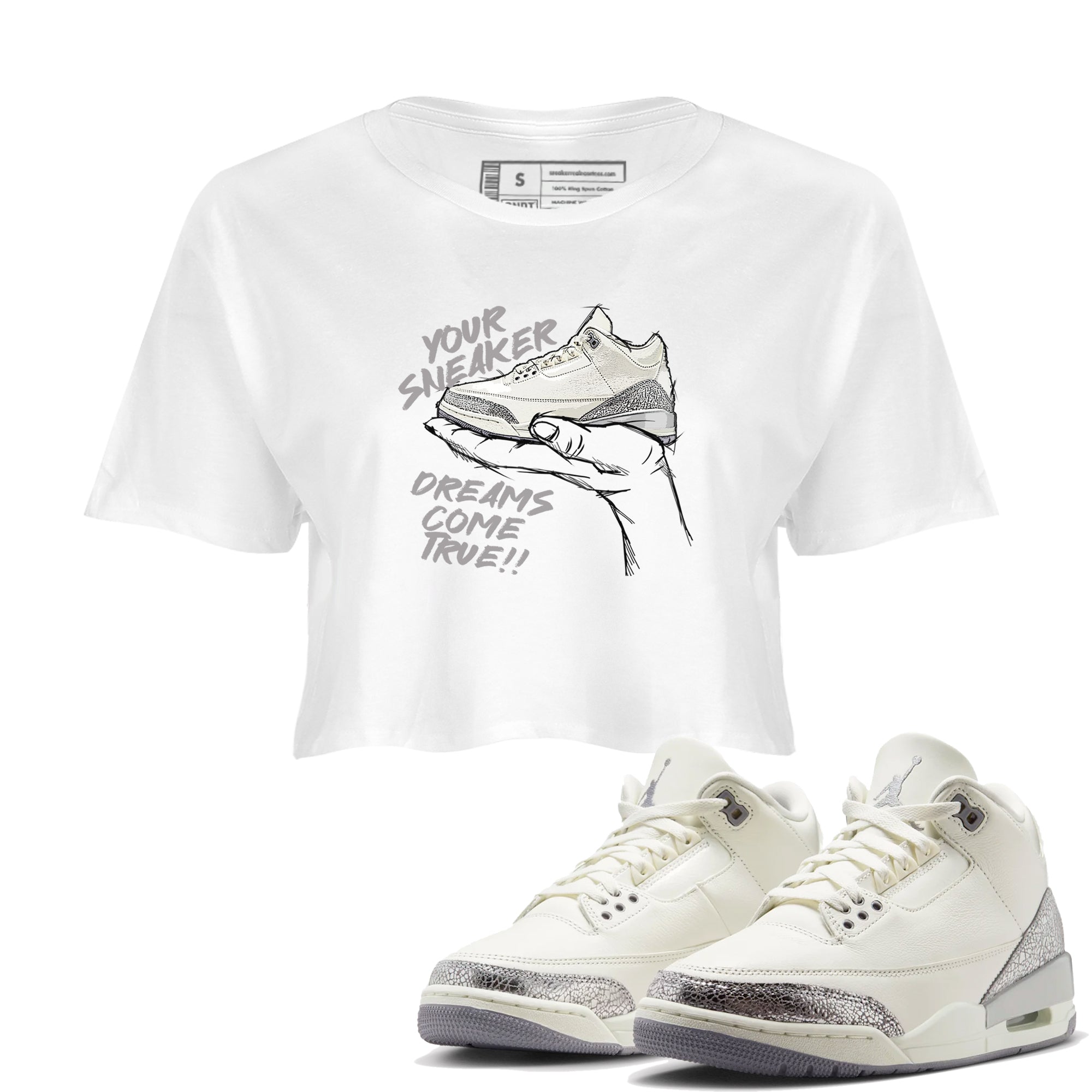 snkmatch Dreams snkmatch Women's Top - Air Jordan 3 Sail and Cement Grey
