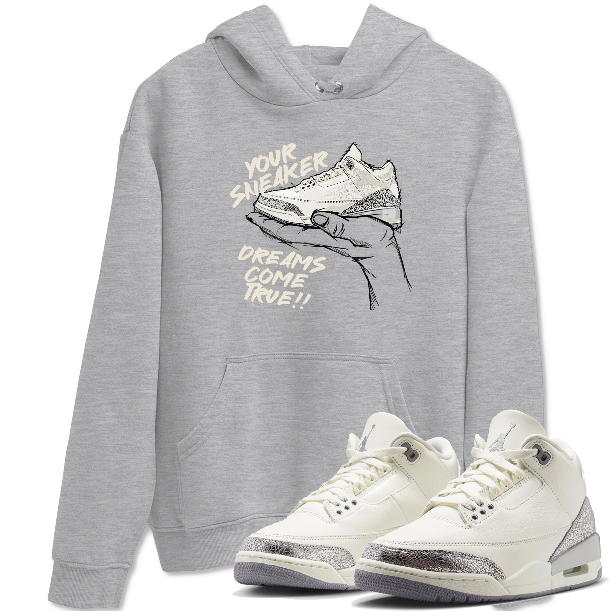 snkmatch Dreams snkmatch Tees - Air Jordan 3 Sail and Cement Grey