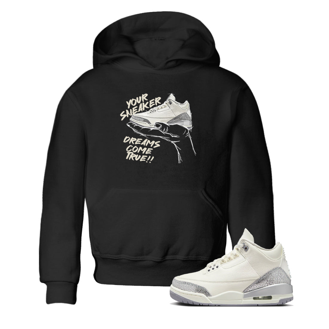 snkmatch Dreams snkmatch Tees Kids - Air Jordan 3 Sail and Cement Grey