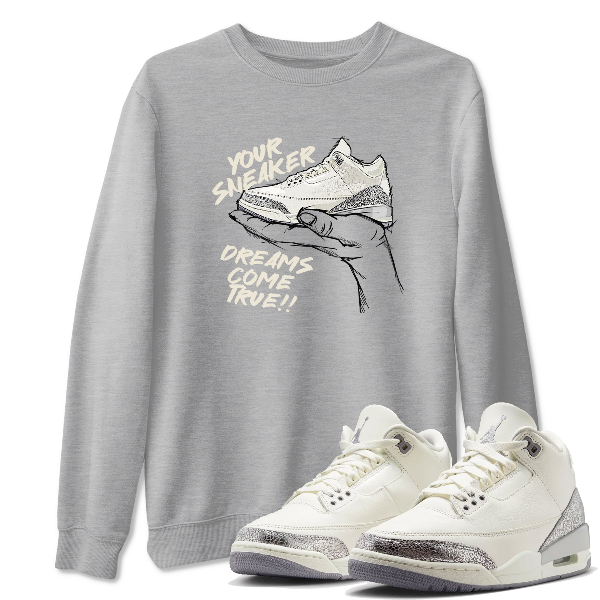 snkmatch Dreams snkmatch Tees - Air Jordan 3 Sail and Cement Grey