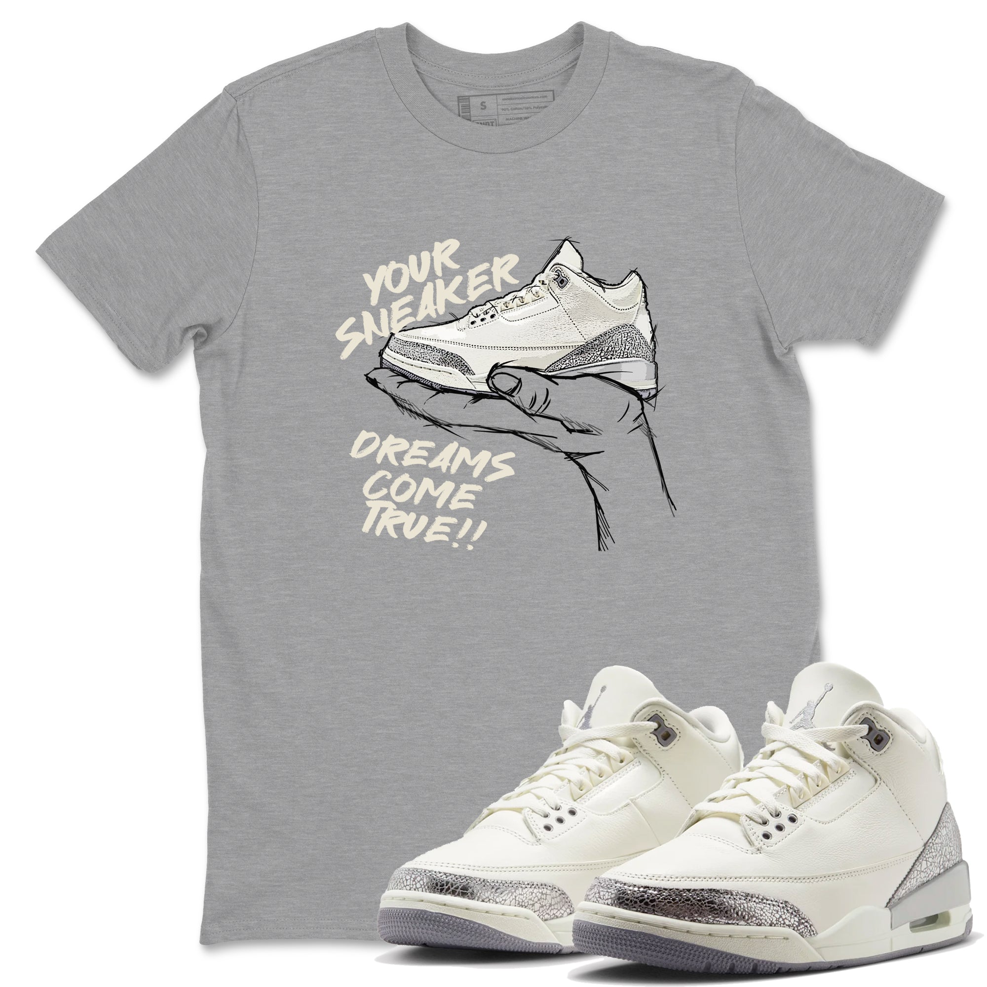 snkmatch Dreams snkmatch Tees - Air Jordan 3 Sail and Cement Grey