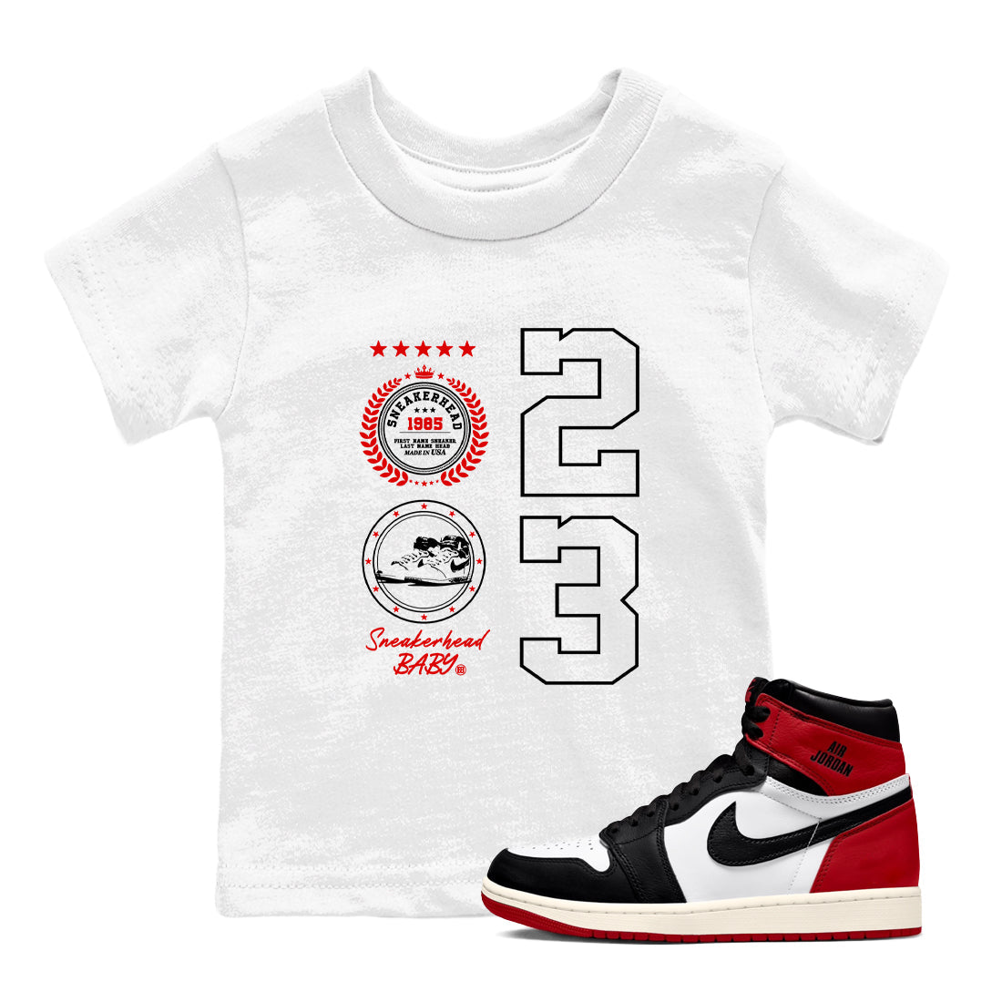 snkmatch Emblem snkmatch Tees Kids - Air Jordan 1 Black Toe Reimagined