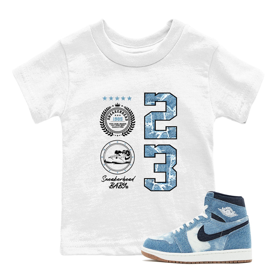 snkmatch Emblem snkmatch Tees Kids - Air Jordan 1 Denim 2024
