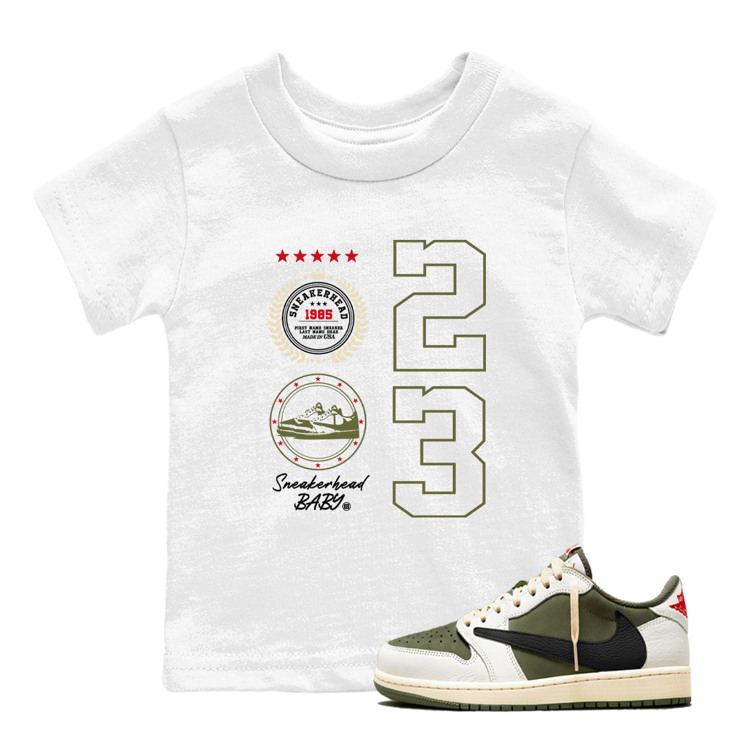 snkmatch Emblem snkmatch Tees Kids - Air Jordan 1 Travis Scott Medium Olive