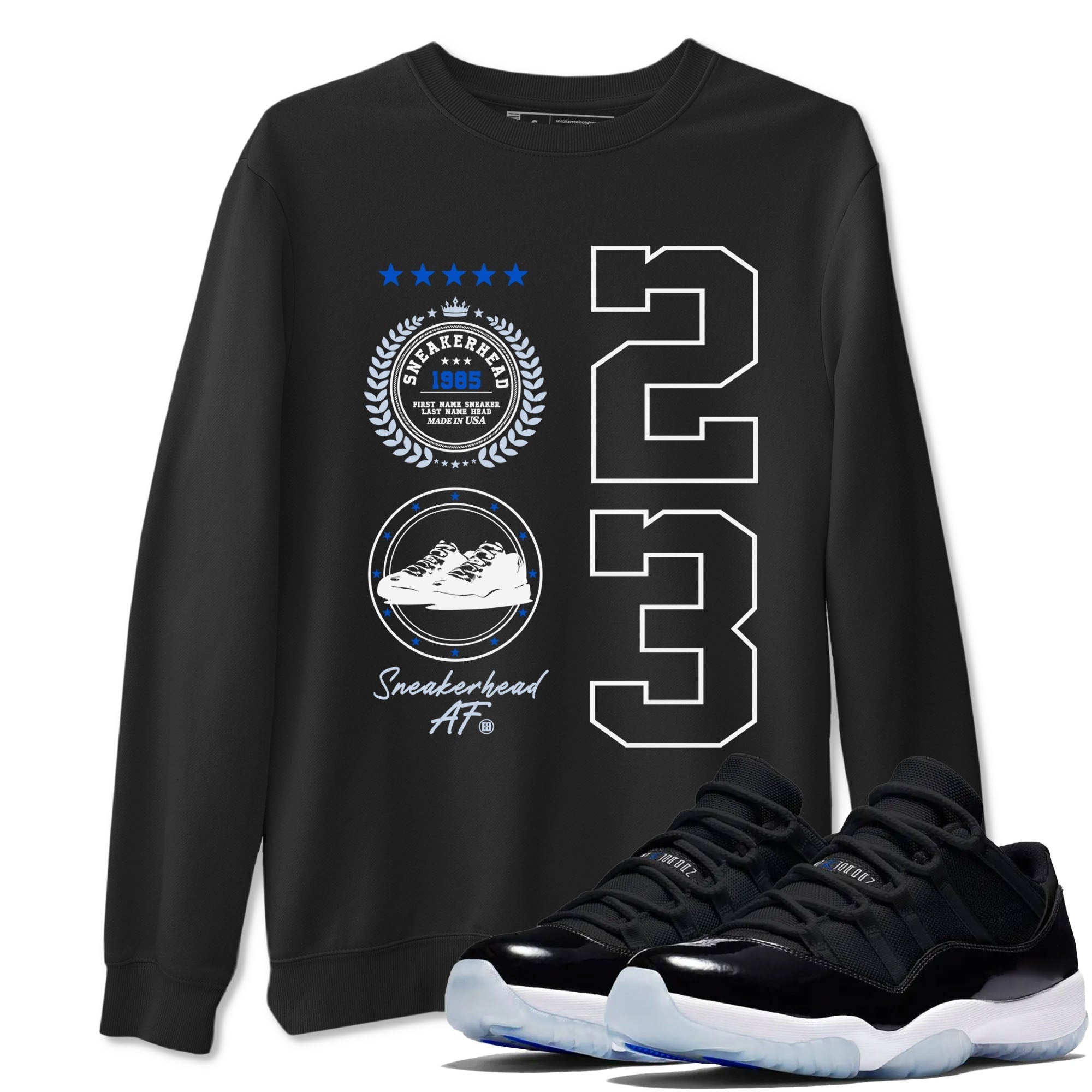 snkmatch Emblem snkmatch Tees - Air Jordan 11 Black and Varsity Royal