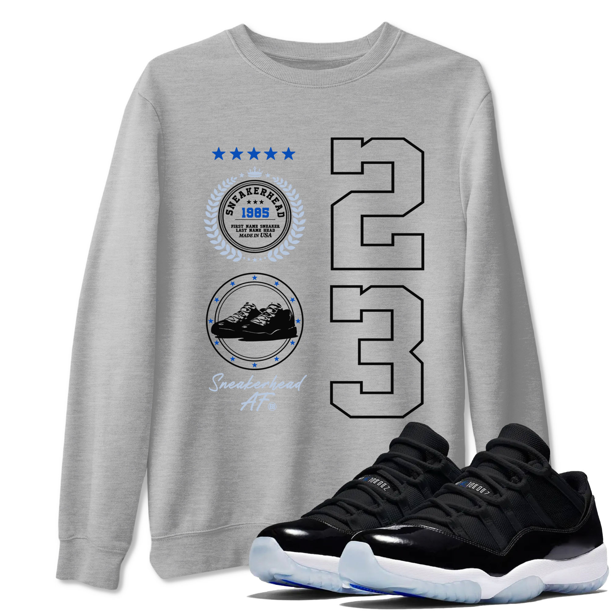 snkmatch Emblem snkmatch Tees - Air Jordan 11 Black and Varsity Royal